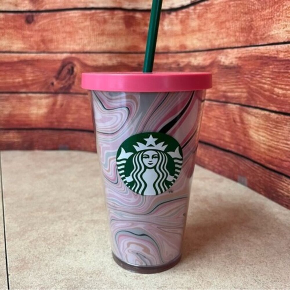 Starbucks Pink Swirl Heart Valentines Day Love Tumbler 16oz